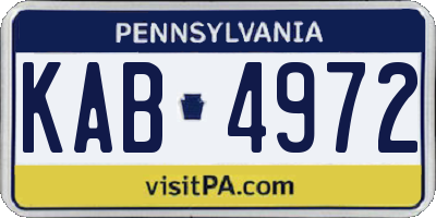 PA license plate KAB4972