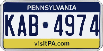 PA license plate KAB4974