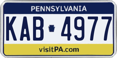 PA license plate KAB4977