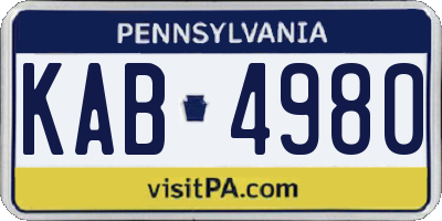 PA license plate KAB4980