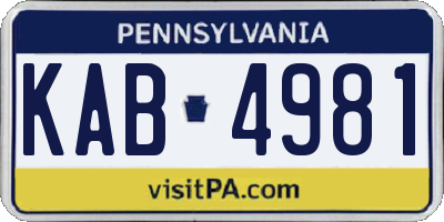 PA license plate KAB4981