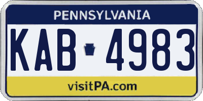 PA license plate KAB4983