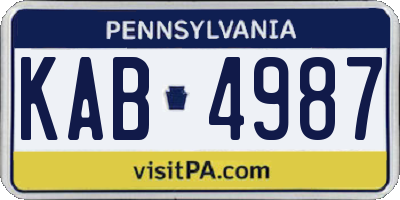 PA license plate KAB4987