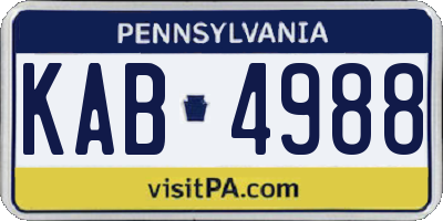 PA license plate KAB4988
