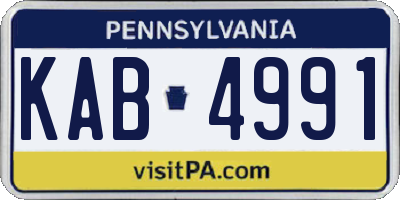 PA license plate KAB4991