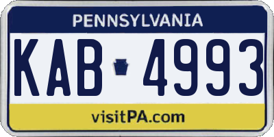 PA license plate KAB4993