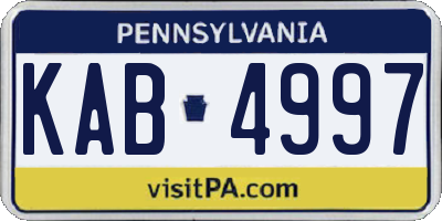 PA license plate KAB4997