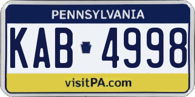 PA license plate KAB4998