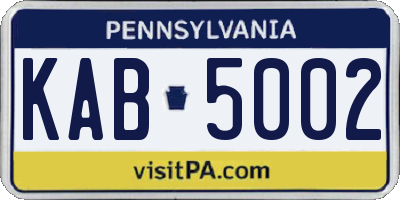 PA license plate KAB5002