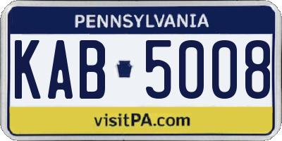 PA license plate KAB5008