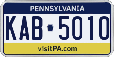 PA license plate KAB5010