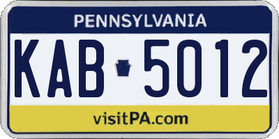 PA license plate KAB5012