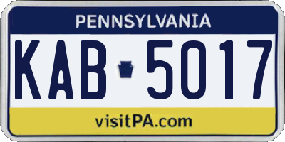 PA license plate KAB5017