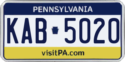 PA license plate KAB5020