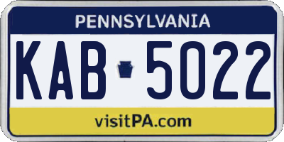 PA license plate KAB5022