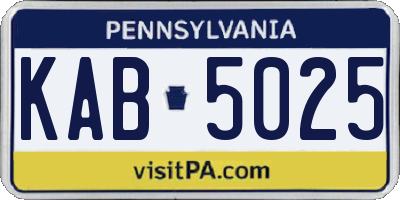 PA license plate KAB5025