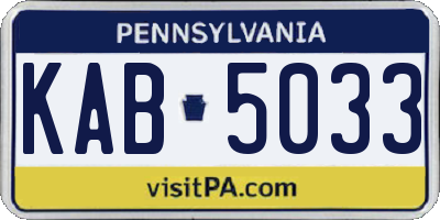 PA license plate KAB5033