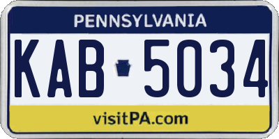 PA license plate KAB5034