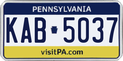PA license plate KAB5037