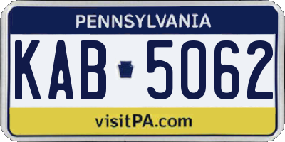 PA license plate KAB5062