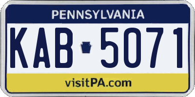 PA license plate KAB5071
