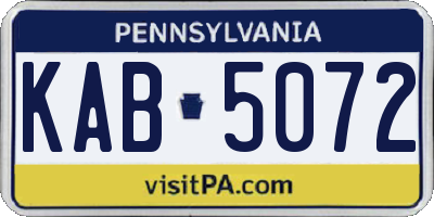 PA license plate KAB5072