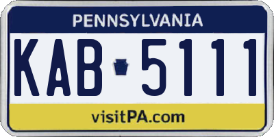 PA license plate KAB5111
