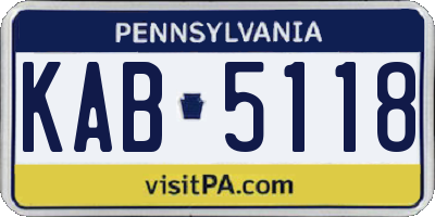 PA license plate KAB5118