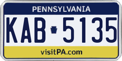 PA license plate KAB5135