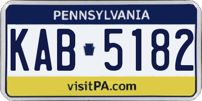 PA license plate KAB5182