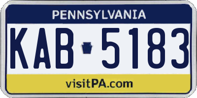 PA license plate KAB5183
