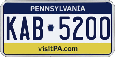 PA license plate KAB5200