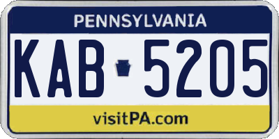 PA license plate KAB5205