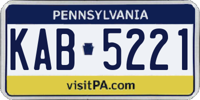 PA license plate KAB5221