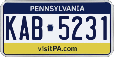 PA license plate KAB5231