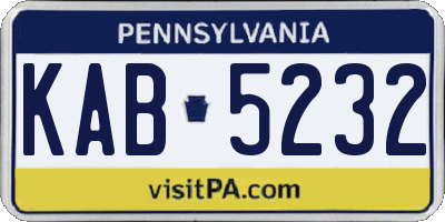 PA license plate KAB5232