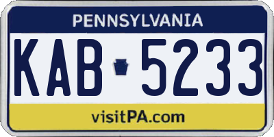 PA license plate KAB5233
