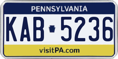 PA license plate KAB5236
