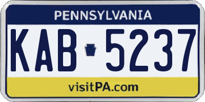 PA license plate KAB5237