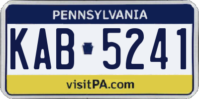 PA license plate KAB5241