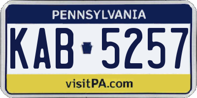 PA license plate KAB5257