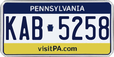 PA license plate KAB5258