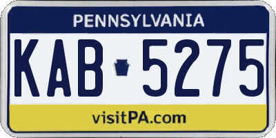 PA license plate KAB5275
