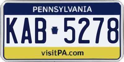 PA license plate KAB5278