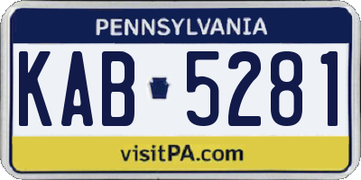 PA license plate KAB5281