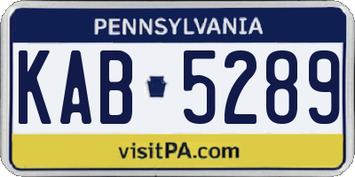 PA license plate KAB5289