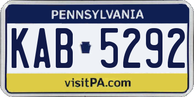PA license plate KAB5292