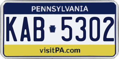 PA license plate KAB5302