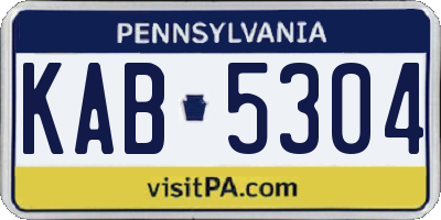 PA license plate KAB5304