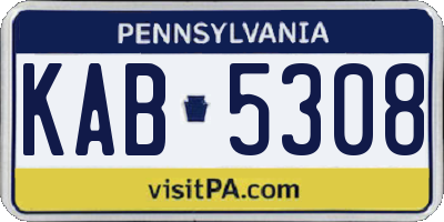 PA license plate KAB5308